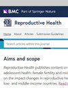 Reproductive Health杂志封面